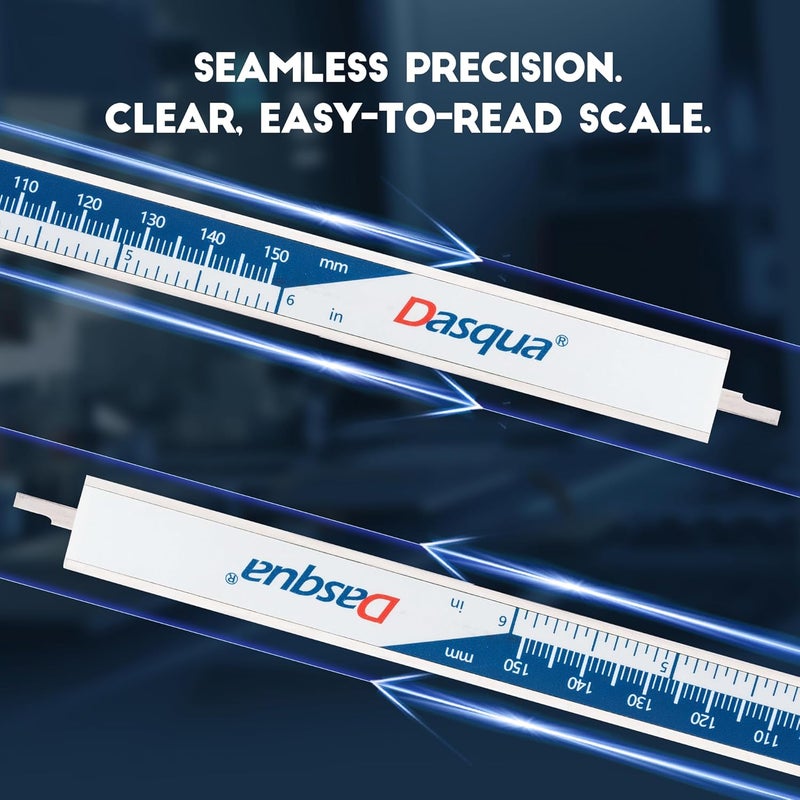 Dasqua 6” IP54 Digital Caliper, Stainless Steel Water-Resistant Precision Measuring Tool with Large LCD, Inch/Metric/Fraction Switch, Resolution 0.0005"/0.01mm/1/128, Accuracy ±0.001"/0.02mm - Image 3